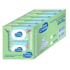 Биоразградми мокри кърпички Baby Crema, С екстракт от Лайка и пантенол, 12 х 72 бр