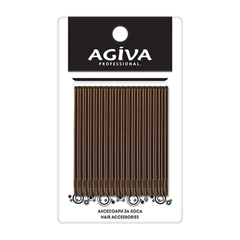 Фиба за коса Agiva Professional, 6 см, 30бр, Кафяв