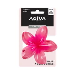 Шнола за коса Agiva Professional, 8 см, Цвете, Розова