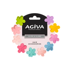 Мини щипка за коса Agiva Professional, 2 см, 10 бр, Цветни
