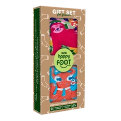 Комплект дамски чорапи Agiva Happy Foottopia, С принт, Октопод, Ленивец, Бамбук, 35-38 размер, 2 бр