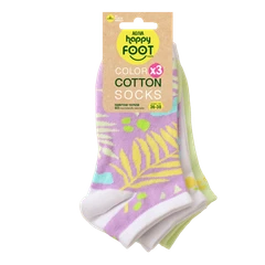 Комплект дамски памучни чорапи Agiva Happy Foottopia, Лилави вълни, 36-38, 3бр