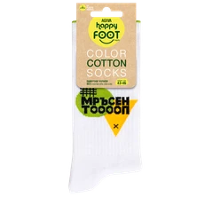 Дълги мъжки чорапи Agiva Happy Foottopia, College, Мръсен топ, Бял, 43-46 размер