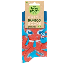 Мъжки чорапи Agiva Happy Foottopia, С принт, Октопод, Син, Бамбук, 43-46 размер