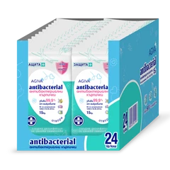 Комплект антибактериални влажни кърпички Agiva, Antibacterial, Зелени, 24x15 бр.