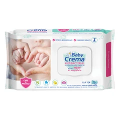  Мокри кърпички Baby Crema, Антибактериални, 72 бр 