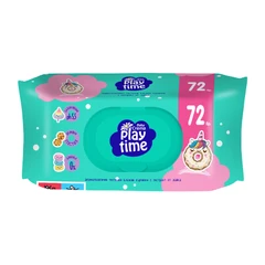 Мокри кърпички Baby Crema Play Time, Розови, 72 бр 