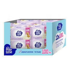  Комплект мокри къпрички Baby Crema Play Time, Розови, 12х100бр 
