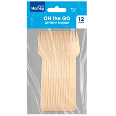 Дървени вилици за еднократна употреба Agiva Homey, 15, 5 см, 12 бр