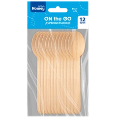 Дървени лъжици за еднократна употреба Agiva Homey, 15, 8 см, 12 бр