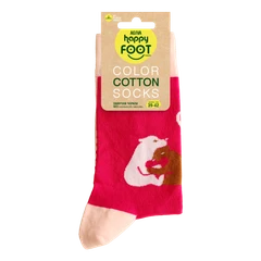 Дамски чорапи Agiva Happy Foottopia, Мечета, Памук, Розови, 39-42 размер