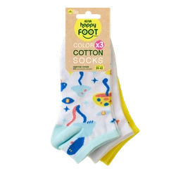 Комплект памучни къси дамски чорапи Agiva Happy Foottopia, Гъби, 39-42, 3бр.