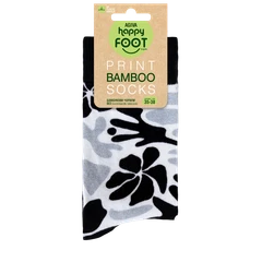 Дамски чорапи Agiva Happy Foottopia, С принт, Цветя, Черно, Бяло, Бамбук, 35-38 размер