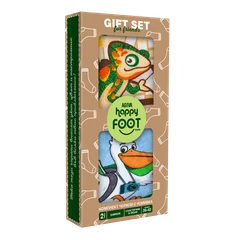 Комплект дамски чорапи Agiva Happy Foottopia, С принт, Пеликан, Хамелеон, Бамбук, 39-42 размер, 2 бр