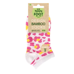 Къси дамски чорапи от бамбук Agiva Happy Foottopia, Леопард, Розов, 35-38