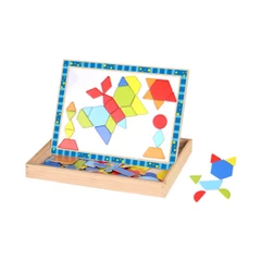 Монтесори игра Геометрични фигури, Дърво и магнит, 3+