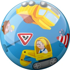 Топка с картинки Haba 301998, 15 см, Син, Строителни машини