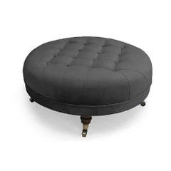 Табуретка за крака Chesterfield, Кръгла, 80 х 32, Сив