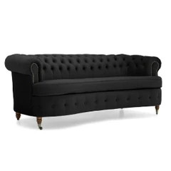 Триместнo канапе Chesterfield Curved, 230 х 80 х 86 см, Черен