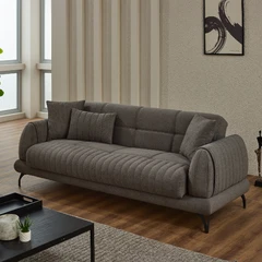 Разтегателен двуместен диван Гамба, Сив, Кадифе, 187х75х75см