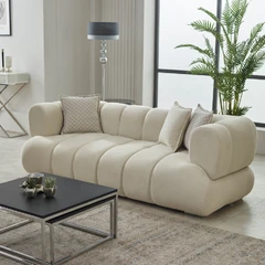 Двуместен диван Артур, Кадифе, Бежов, 174/94/72см