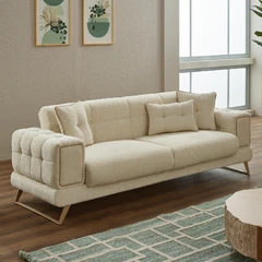 Двуместен разтегателен диван Роза, Бежов, Кадифе, 193/85/85см