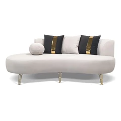 Двуместен диван Дантел, Кадифе, Бял