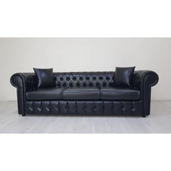 Триместен Диван Сая, Черен, 230х90х80 см