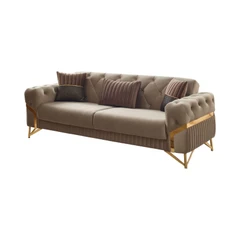 Двуместен диван Марбела, Бежов, Кафяв, 185х95х85см