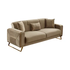 Триместен диван Астера, Кафяв, Кадифе, 230х95х85см