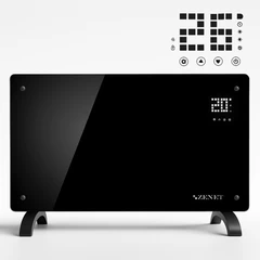 Zenet ZET-530 електрически стъклен конвектор, отоплителен панел, радиатор 2000w, Подов и стенен конвектор с дистанционно управление