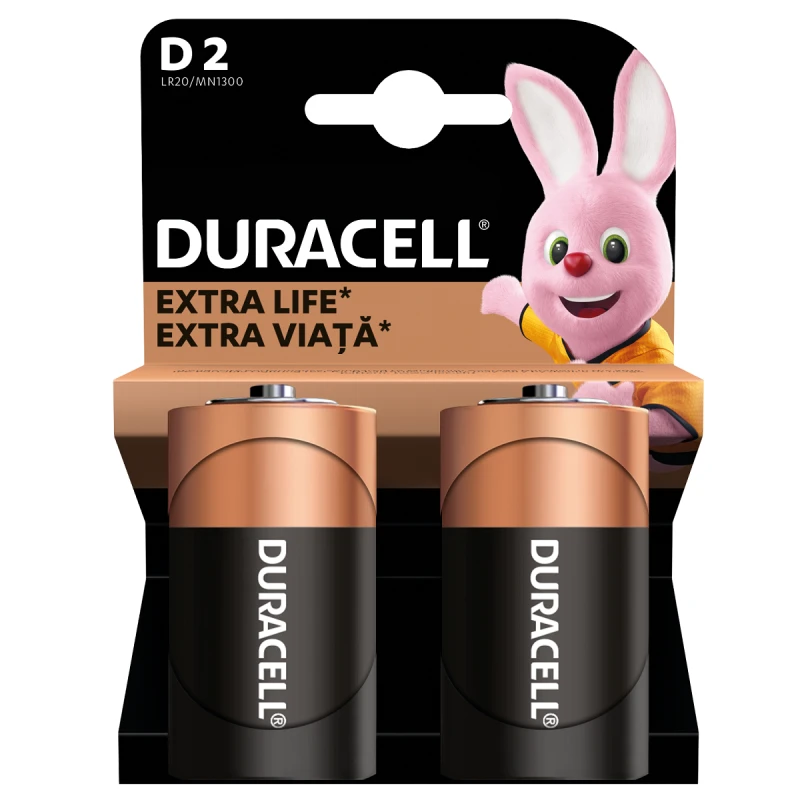 DURACELL ALCALINE BATTERIES D X2
