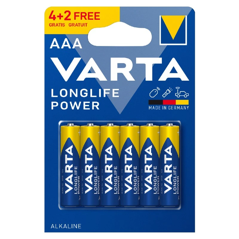 VARTA ALKALINE LONGLIFE POWER AAA 1.5V X 4+2