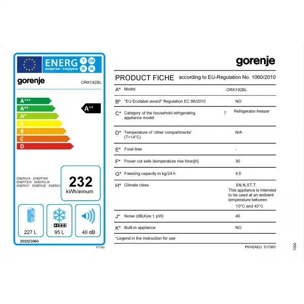 GORENJE ORK192BL