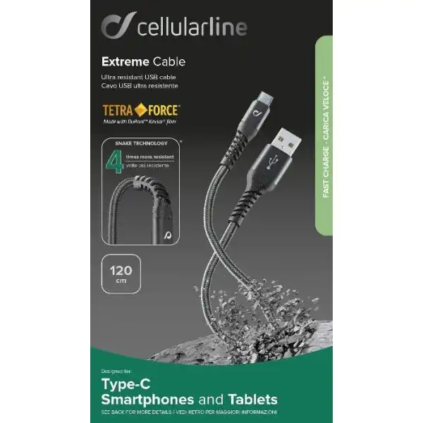 CELLULAR USB/TYPE C TETRA FORCE CABLE BK 