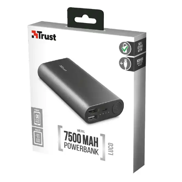 TRUST 23142 LUCO METAL POWERBANK 7500 MAH BK 