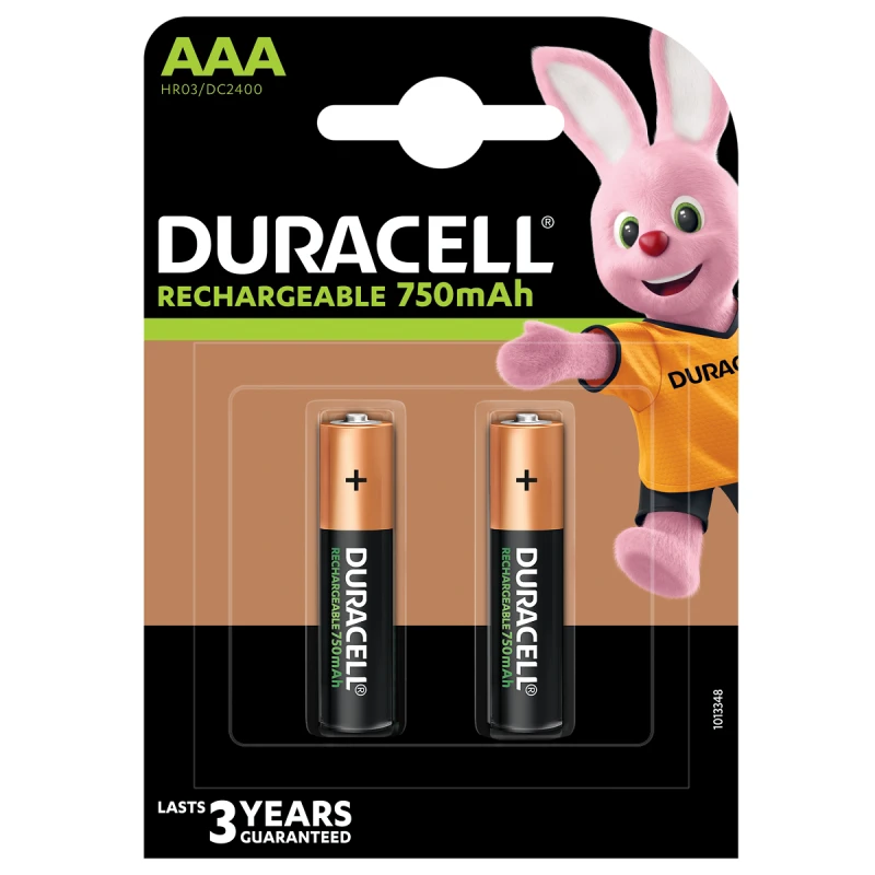 DURACELL RECHARGEABLE BATTERIES 750MAH AAA X2