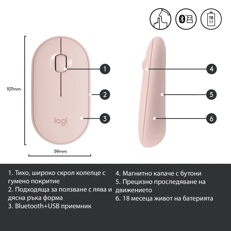 LOGITECH M350 PEBBLE ROSE 910-005717