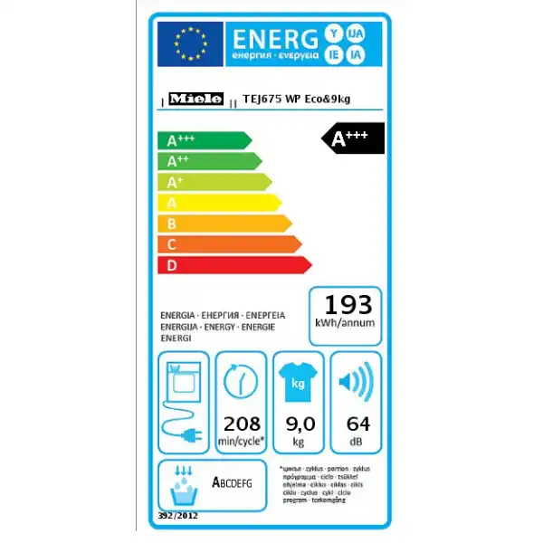MIELE TEJ 675 Eco 9kg