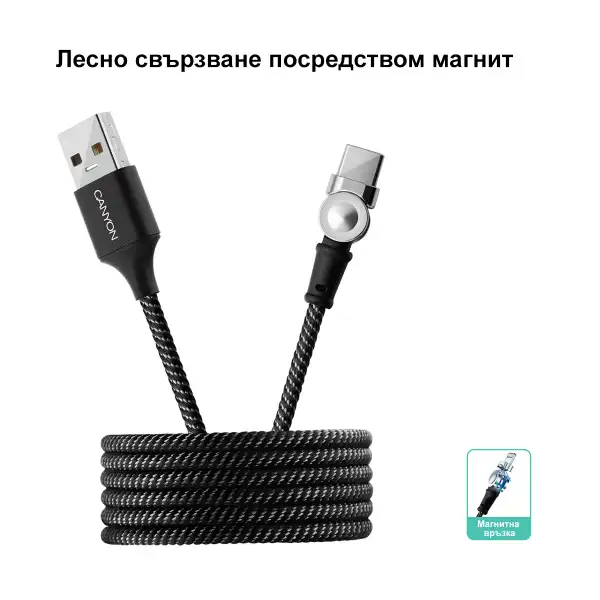 CANYON CNS-USBC8B MAGNETIC ROTATING TYPE C CABLE  1M