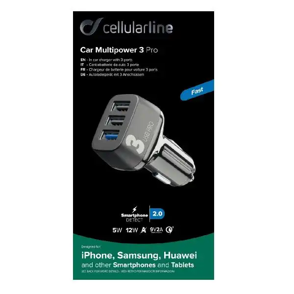 CELLULAR CAR FAST CHARGER 12V 2X18W