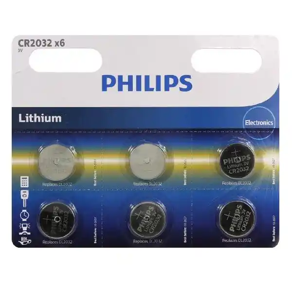 PHILIPS CR2032P6/01B LITHIUM BUTTON CELL