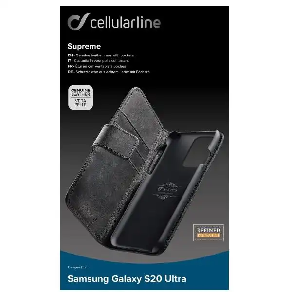 CELLULAR SAMSUNG GALAXY S20 ULTRA LEATHER COVER BK