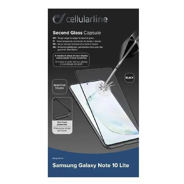 CELLULAR SAMSUNG NOTE 10 LITE TEMPERED GLASS BK