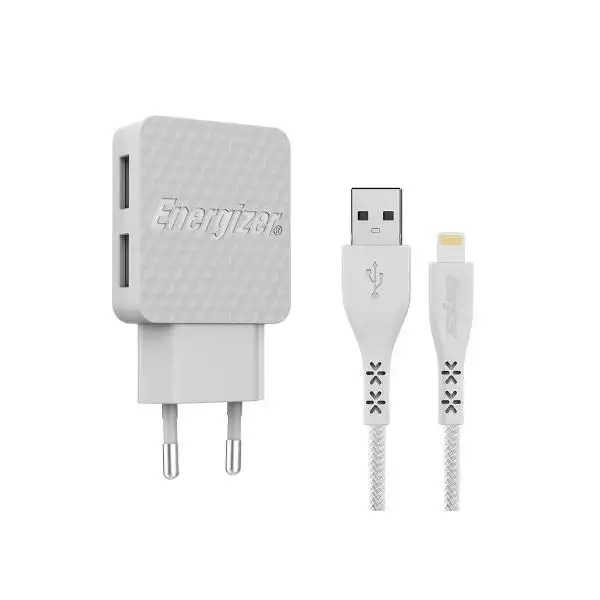 ENERGIZER WALL CHARGER 2USB 3.4A LIGHTNING CABEL