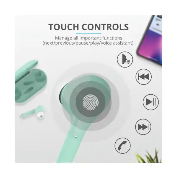 TRUST NIKA TOUCH 23703 TWS BT HEADPHONES MINT