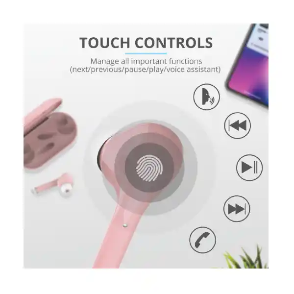 TRUST NIKA TOUCH 23704 TWS BT HEADPHONES PINK