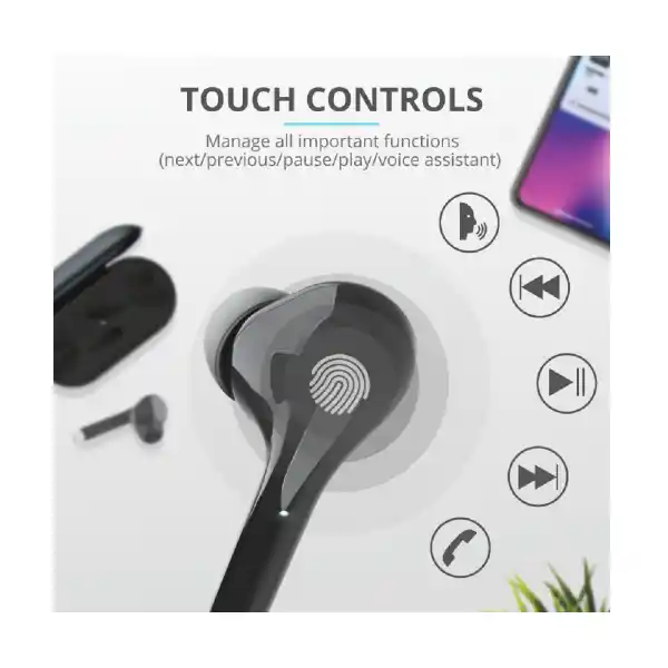 TRUST NIKA TOUCH  23554 TWS BT HEADPHONES BLACK