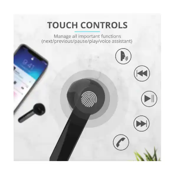 TRUST PRIMO TOUCH 23712 TWS BT HEADPHONES BLACK