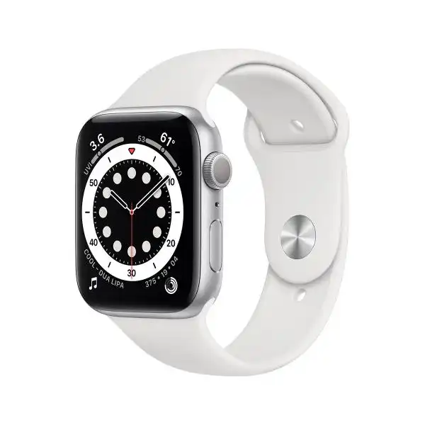 APPLE WATCH 6 44MM SILVER/WHITE SPORT BAND M00D3BS
